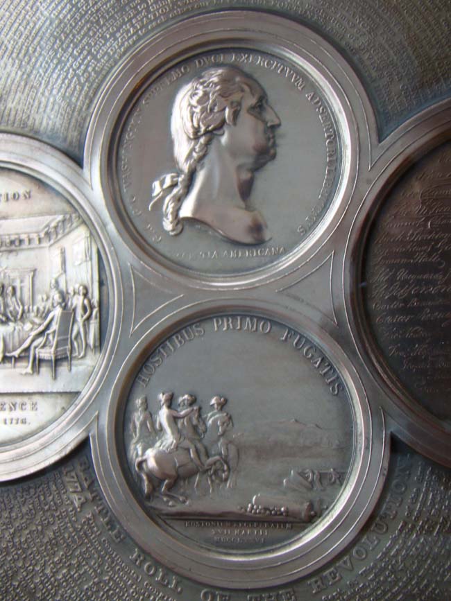 A rare American Patriotic silver plaque entitled "THE NATIONAL MEDALLION IN MEMORIUM MAJORUM" made in 1859 — image 3